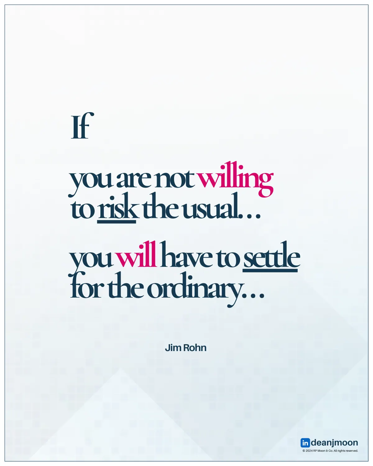 Risk the usual…